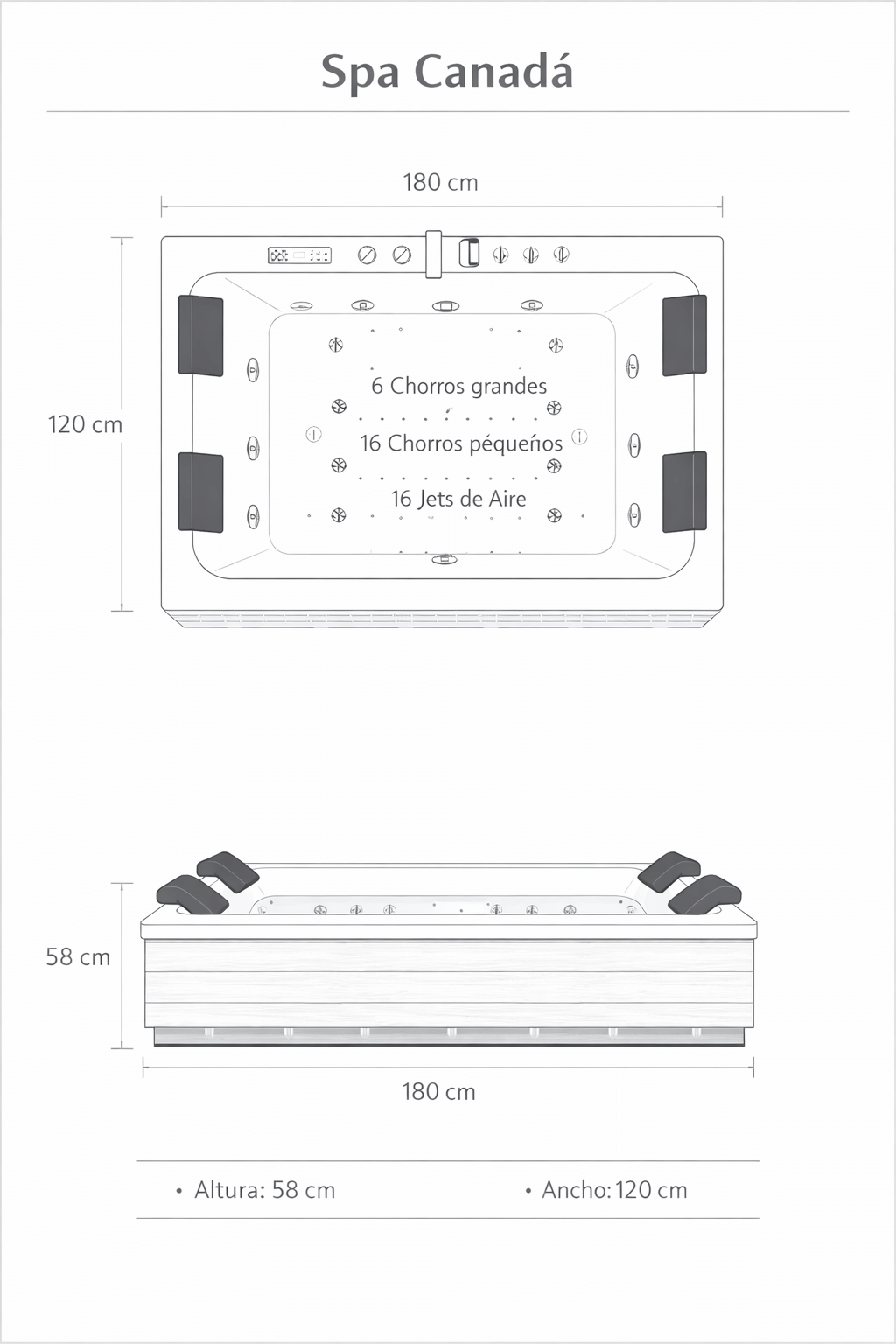 Jacuzzi Canada Negra Full System Premium 180×120×58 – 130 kg - Imagen 5